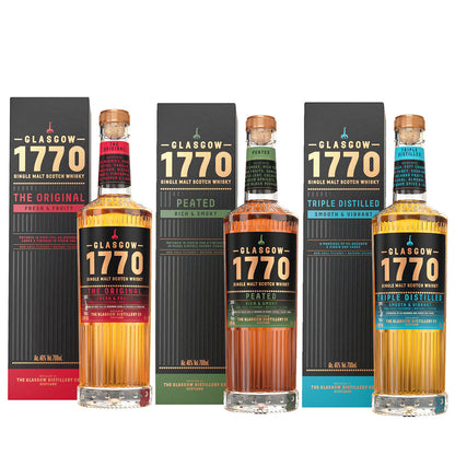 Glasgow 1770 The Original Single Malt 700ml + Peated Single Malt 700ml + Triple Distilled Single Malt 700ml