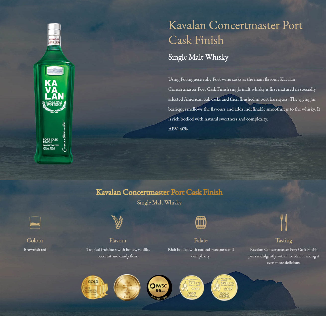 Kavalan Concertmaster Single Malt Taiwanese Whisky ABV 40% 700ml