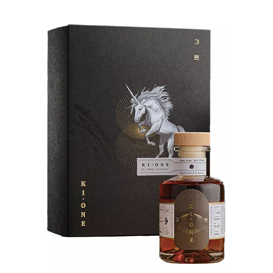 Ki One Unicorn Korean Single Malt Whisky ABV 56.6% 200ml x 1 bottle + Ki One Batch 1 Virgin American Oak Single Malt Korean Whisky ABV 40% 700ml x 2 bottles (Bundle Deal)