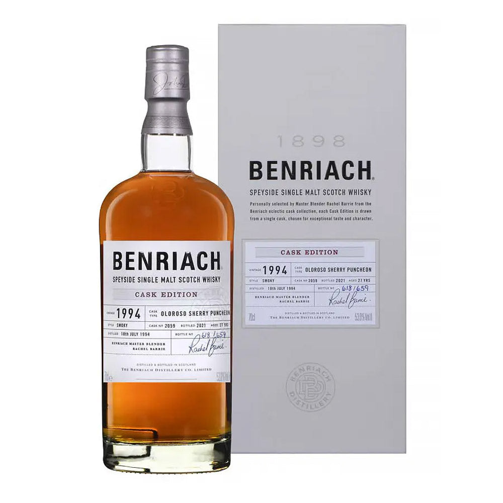 BenRiach 1994 27 Year Old Smoky Single Malt Scotch Whisky ABV 53% 70cl With Gift Box (Cask Edition, Cask 2059 ABV 53% 700ml