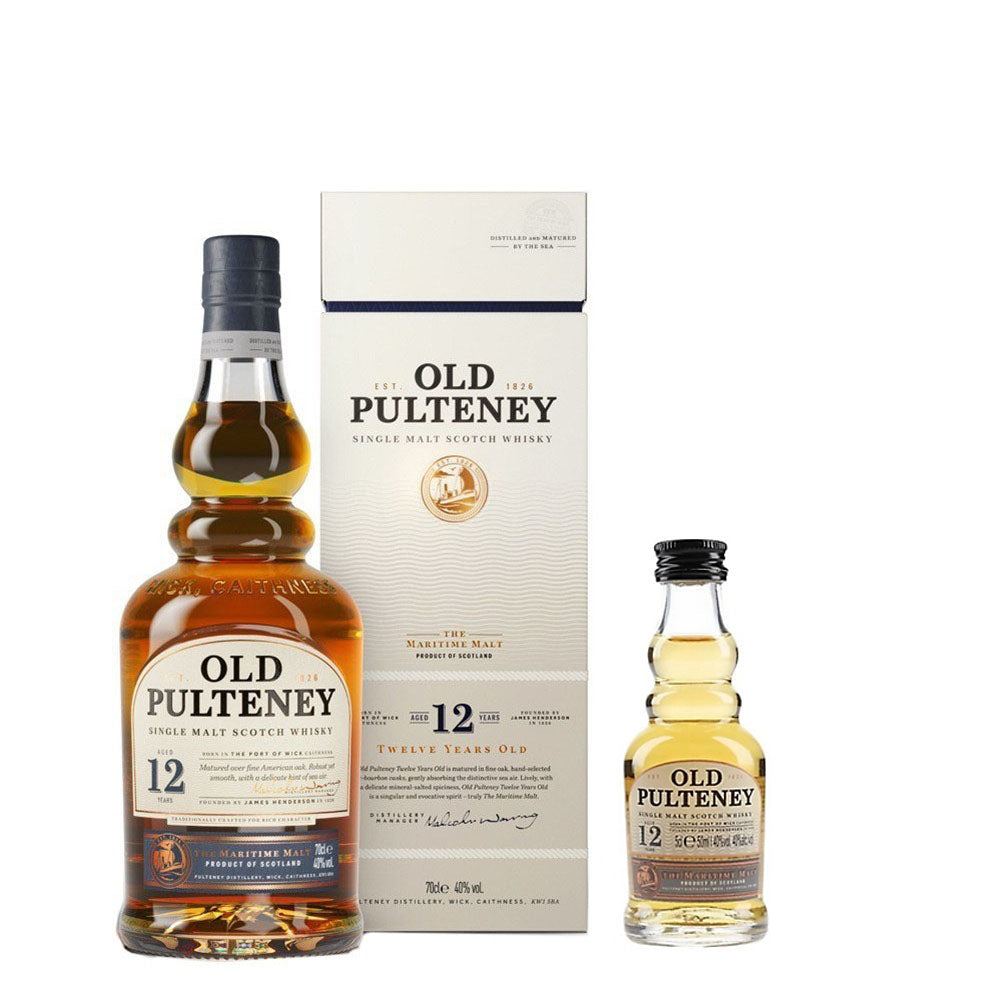 Old Pulteney 12 Year Old Single Malt Scotch Whisky 700ml + Old Pulteney 12 Year Old Single Malt Scotch Whisky 50ml (Bundle Deal)