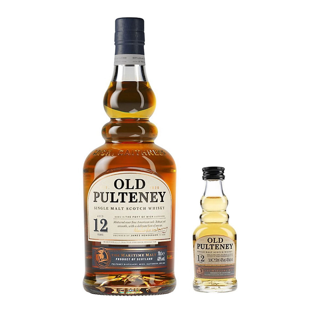 Old Pulteney 12 Year Old Single Malt Scotch Whisky 700ml + Old Pulteney 12 Year Old Single Malt Scotch Whisky 50ml (Bundle Deal)