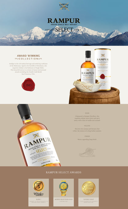 Rampur Select 2023 Limited Release Indian Single Malt Whisky ABV 43% 700ml