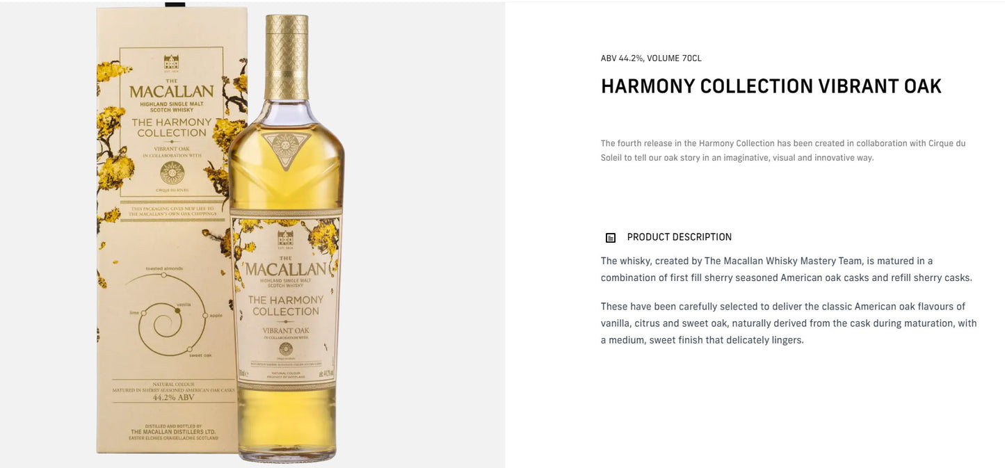 The Macallan The Harmony Collection IV Vibrant Oak ABV 44.2% 700ml