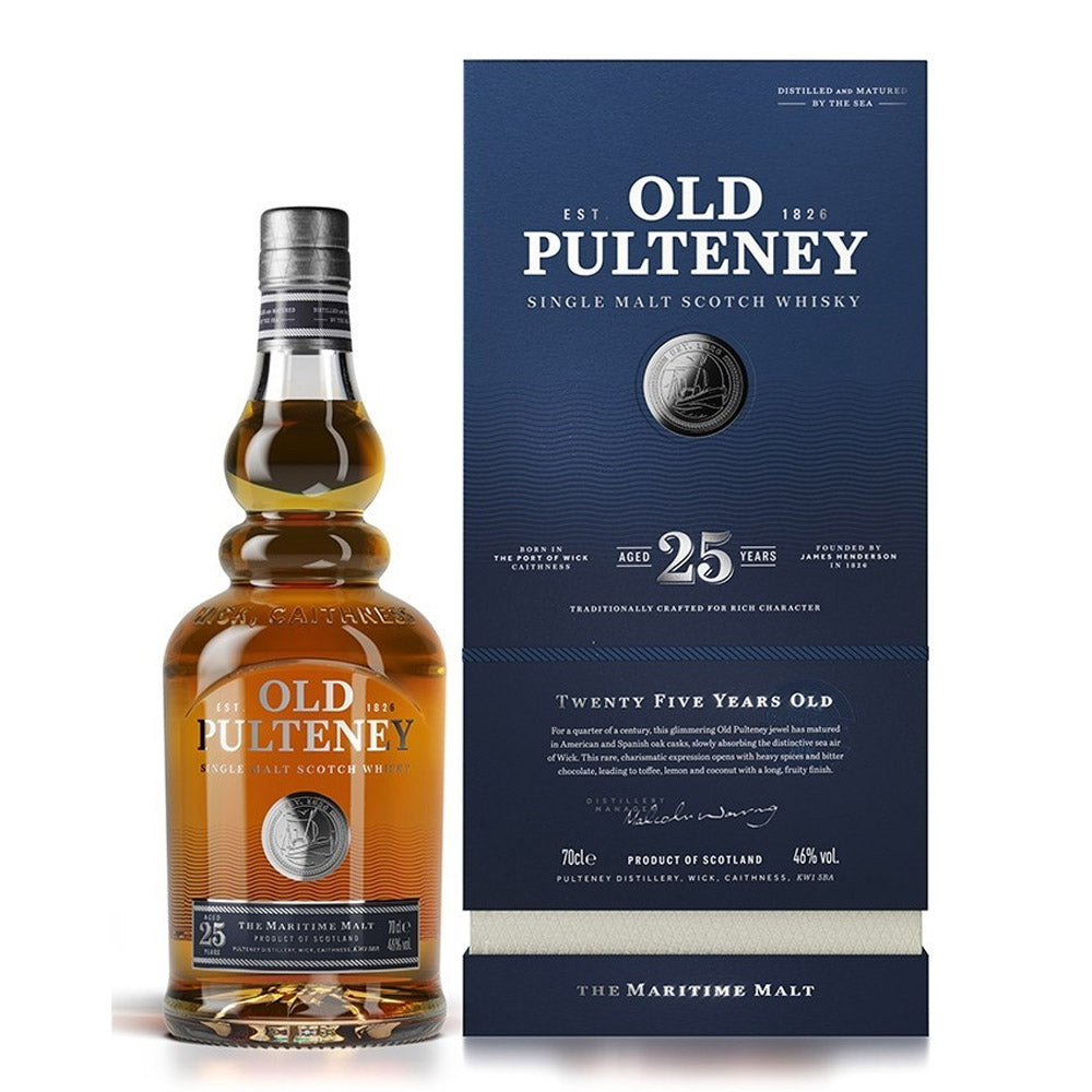 Old Pulteney 25 Years Single Malt ABV 46% 700ml with Gift Box