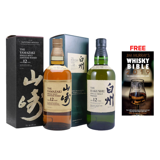 Yamazaki 12 Years Old 700ml + Hakushu 12 Years Old 700ml Free Whisky Bible