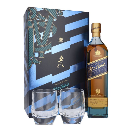 Johnnie Walker Blue Label with 2 Crystal Glass (worth $80) - 2022 Limited Edition 700ml (Official Agent Stock - Buy 2 SAVE $40)