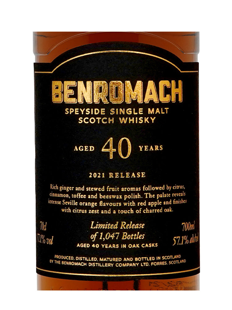 Benromach 40 Year Old (2021 Release) Speyside Single Malt Scotch Whisky ABV 57.1% 70cl with Gift Box