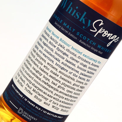 Ballechin 15 Year Old Whisky Sponge Second Secret Edition ABV 48.5% 70CL (Pre-Order 7 Days)