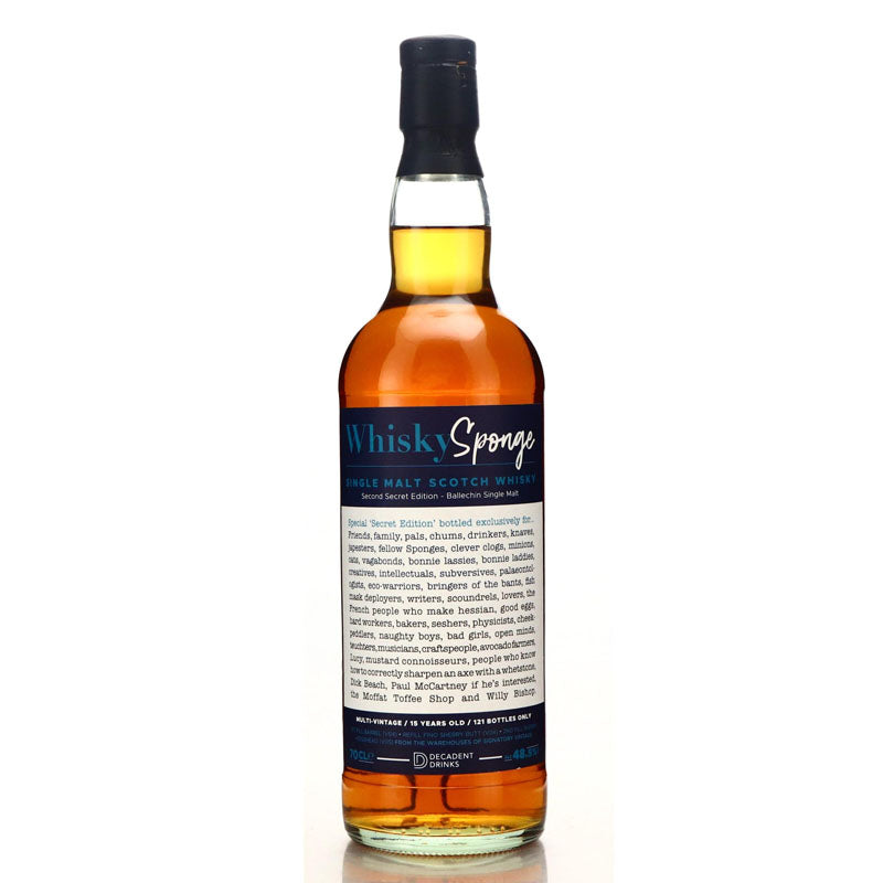 Ballechin 15 Year Old Whisky Sponge Second Secret Edition ABV 48.5% 70CL (Pre-Order 7 Days)