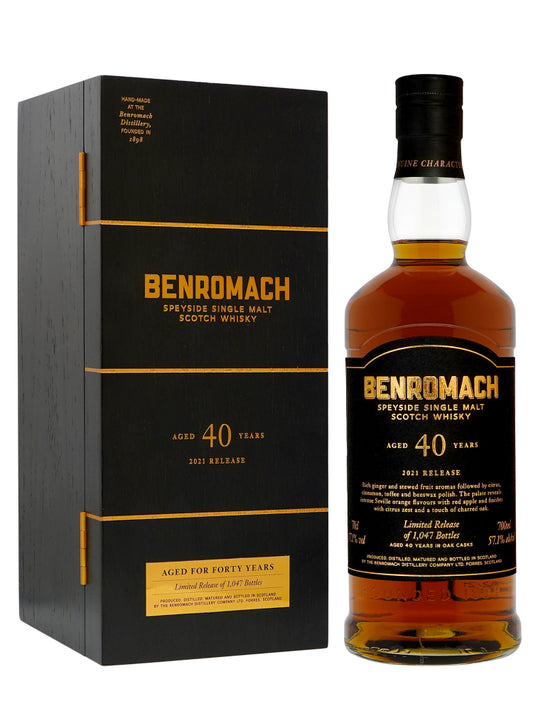 Benromach 40 Year Old (2021 Release) Speyside Single Malt Scotch Whisky ABV 57.1% 70cl with Gift Box