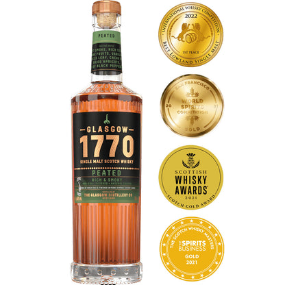 Glasgow 1770 Peated Rich & Smoky Single Malt Scotch Whisky ABV 46% 700ml with Gift Box