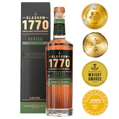 Glasgow 1770 Peated Rich & Smoky Single Malt Scotch Whisky ABV 46% 700ml with Gift Box