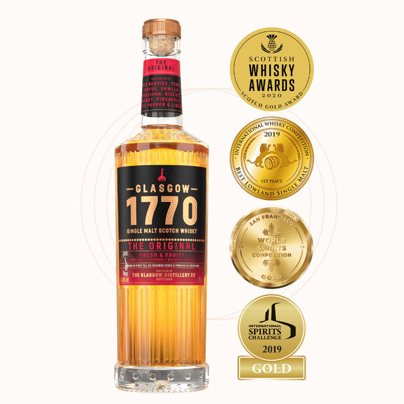 Glasgow 1770 The Original Fresh & Fruity Single Malt Scotch Whisky ABV 46% 700ml with Gift Box