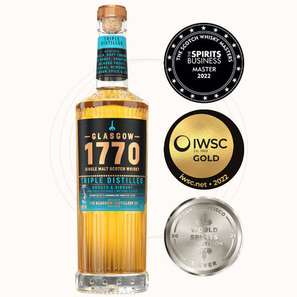 Glasgow 1770 Triple Distilled Smooth Vibrant Single Malt Scotch Whisky ABV 46% 700ml with Gift Box