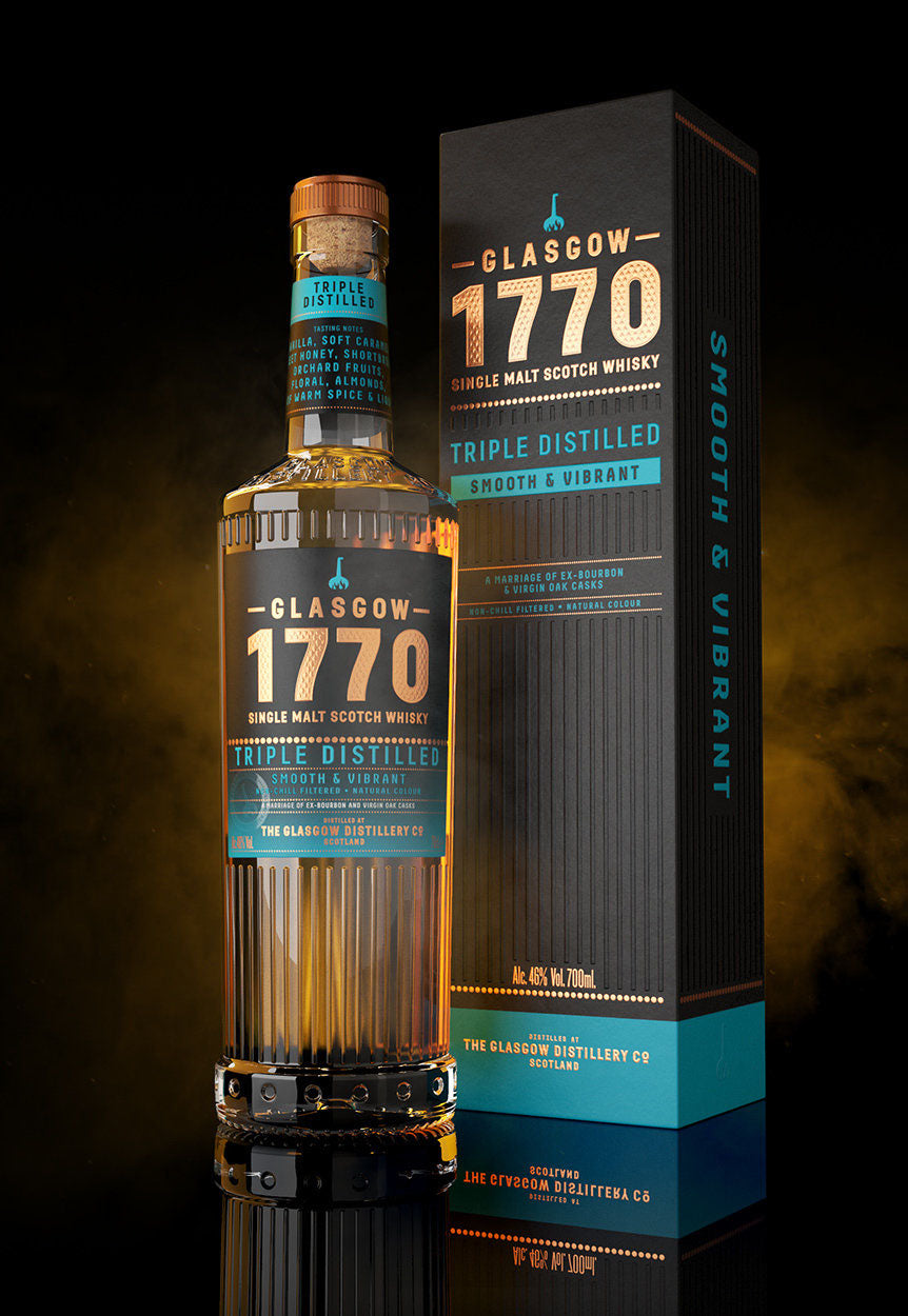 Glasgow 1770 Triple Distilled Smooth Vibrant Single Malt Scotch Whisky ABV 46% 700ml with Gift Box