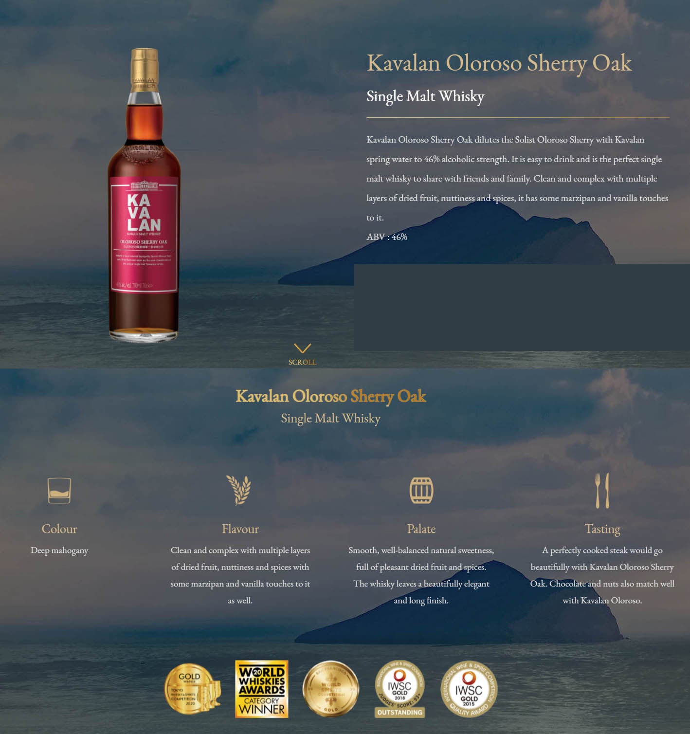 Kavalan Oloroso Sherry Oak ABV 46% 70cl with Gift Box - The Whisky Shop Singapore