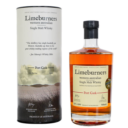 Limeburners Western Australian Single Malt Whisky Port Cask ABV 43% 70cl