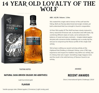 Highland Park 14 Year Loyalty Of The Wolf Single Malt Scotch Whisky ABV 42.3% 1000ml (1L)