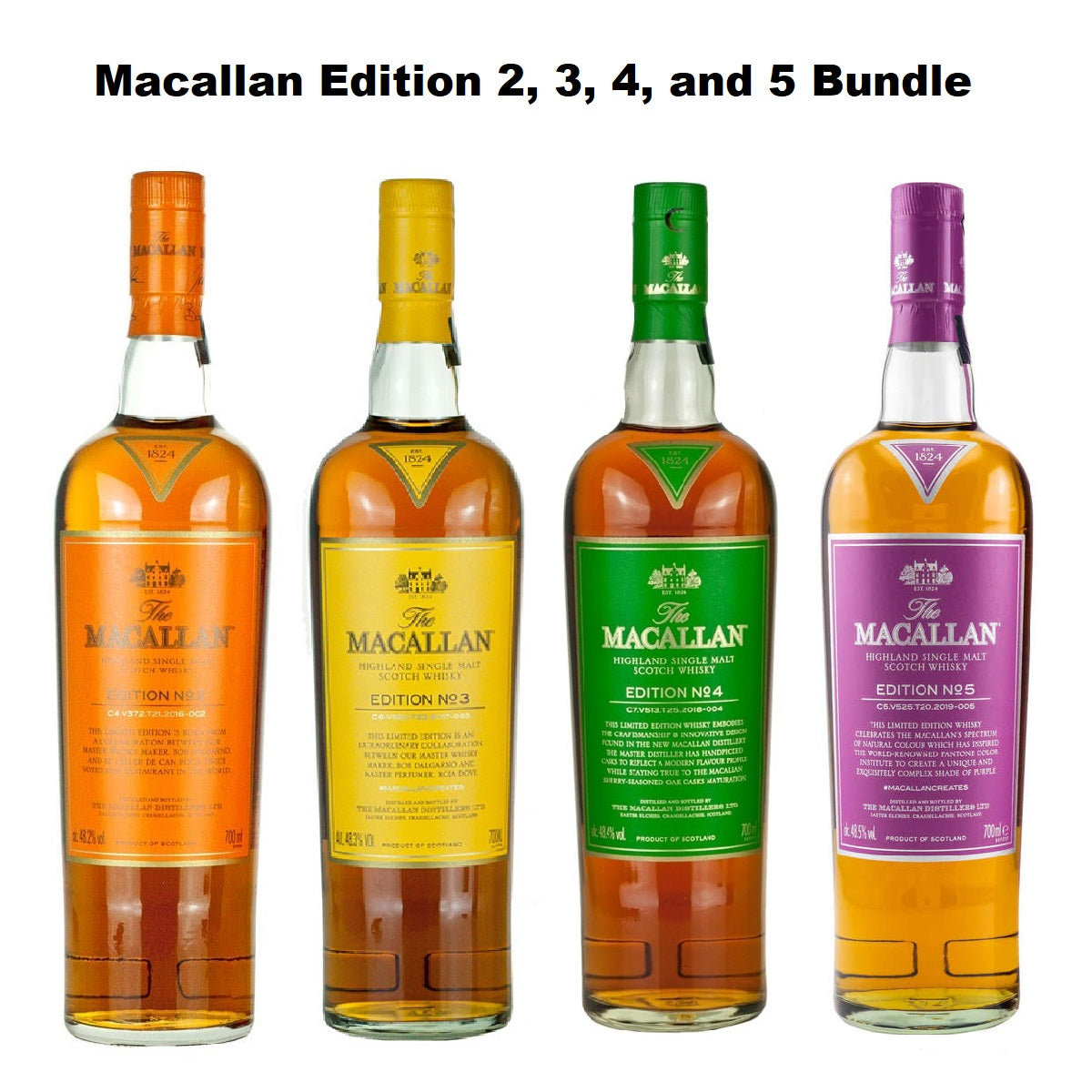 Macallan Edition No. 2 , 3, 4, 5 and 6 (700ml x 5 Bottles)